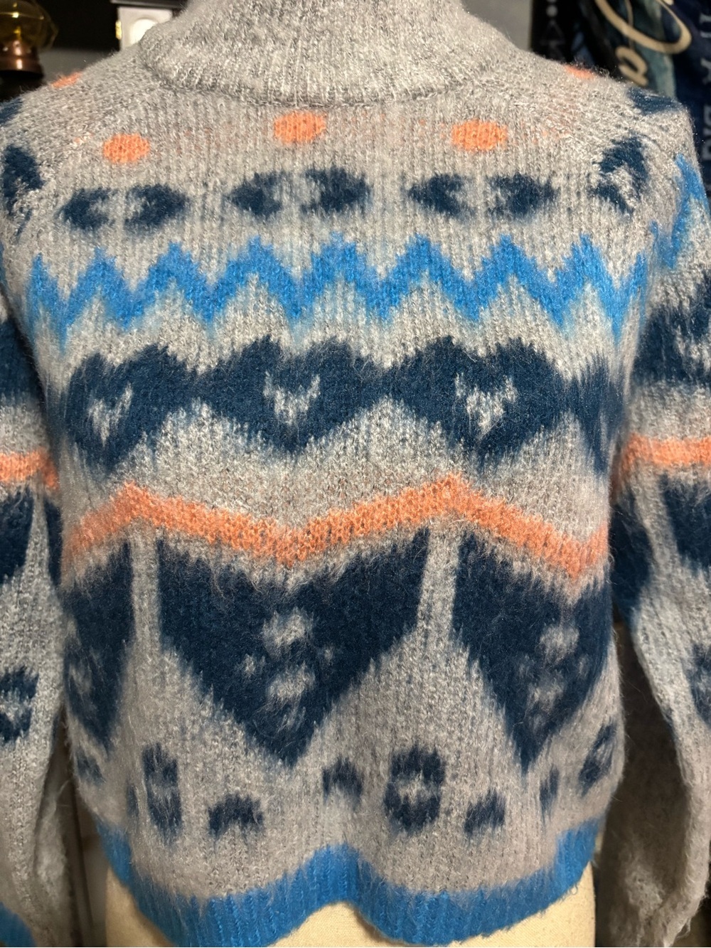 Noisy May Fuzzy Turtleneck Sweater Fair Isle Nordic Cozy Knit S - Picture 4 of 11